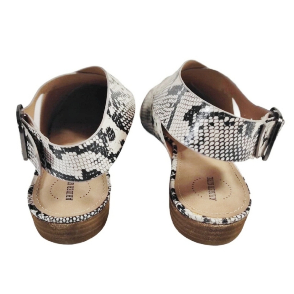 NIB A Rider Girl Vegan Leather Snake Print Adjustable Sling Back Flat Mules - Picture 5 of 7